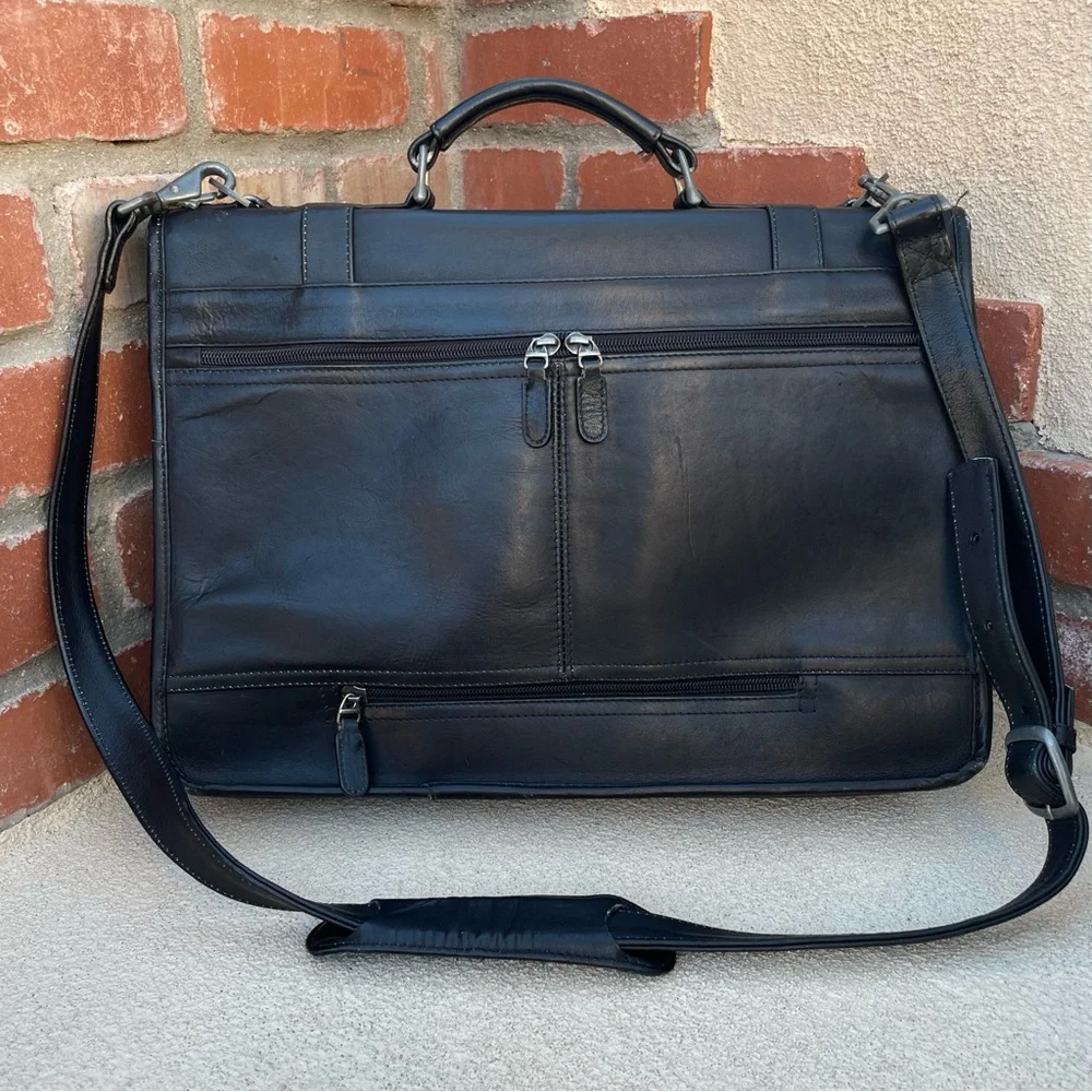 DILANA VTG Black Leather Travel Briefcase